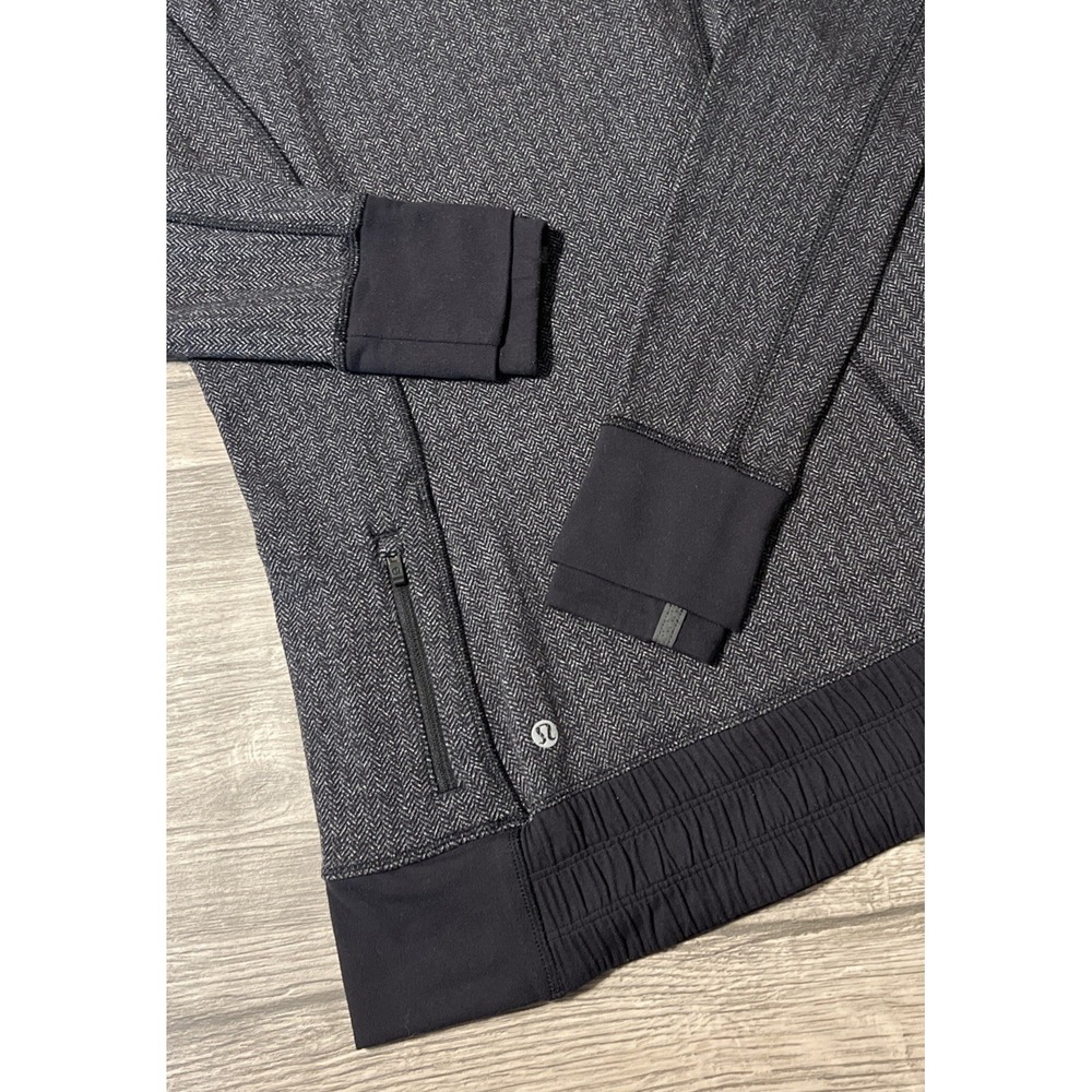 Lululemon Women's Think Fast Pullover Hoodie Size 6 Heathered Herringbone Black